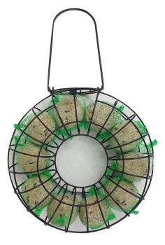 Preview: Meisenknödelring befüllt mit 10 Meisenknödel aus Metall mit Haken zum Aufhängen